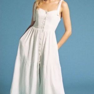 Urban Outfitters Positano Linen Tie-Shoulder Midi Dress